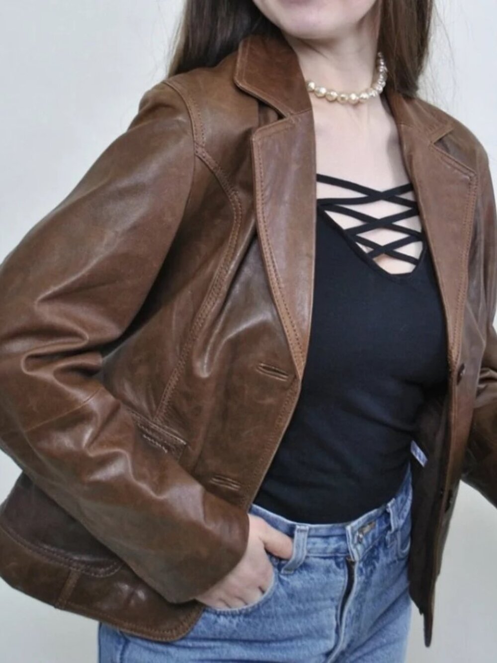 Theory genuine leather brown jacket - Size 6 /Small/Medium